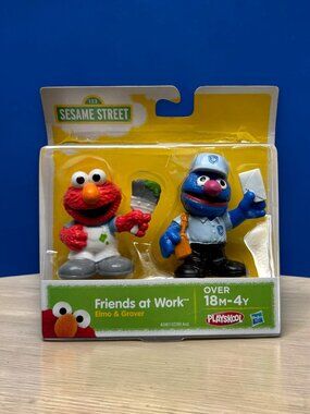 RARE - ELMO & GROVER Action Figure Toy Friends at Work Sesame Street  Playskool